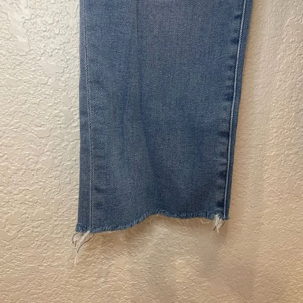 Good American Good Straight Cropped Raw Hem Light Wash Jeans Size‎ 6/28